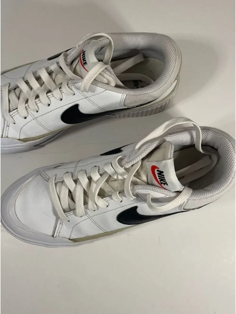 Nike Court Legacy Lift Platform Sneakers White Black Hemp Size 8 Good Used